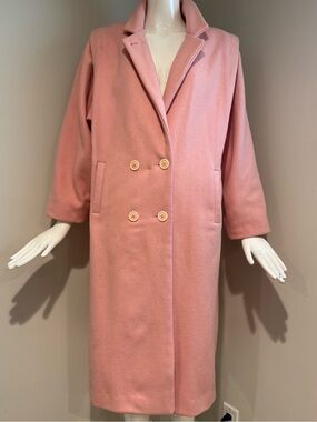 Vintage Periscope Blush Pink Wool Blend Long Coat Double Breasted L